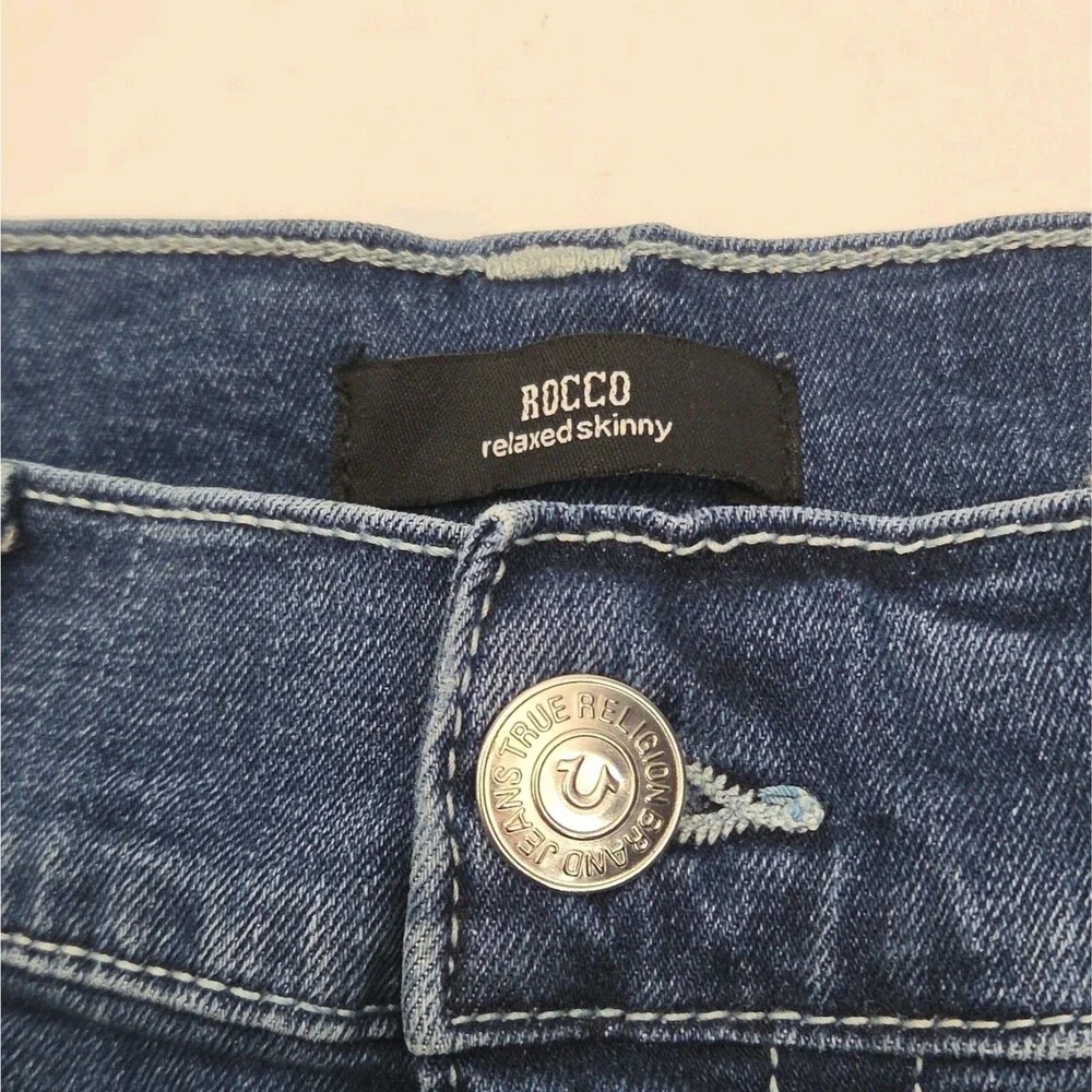 True Religion Jeans Rocco Relaxed Skinny Men Sz 34x33 Medium Wash Denim Stretch
